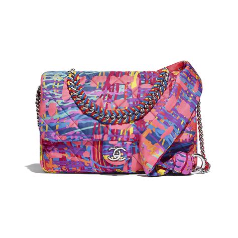 chanel printed fabric multicolor flap bag|chanel flap bag price.